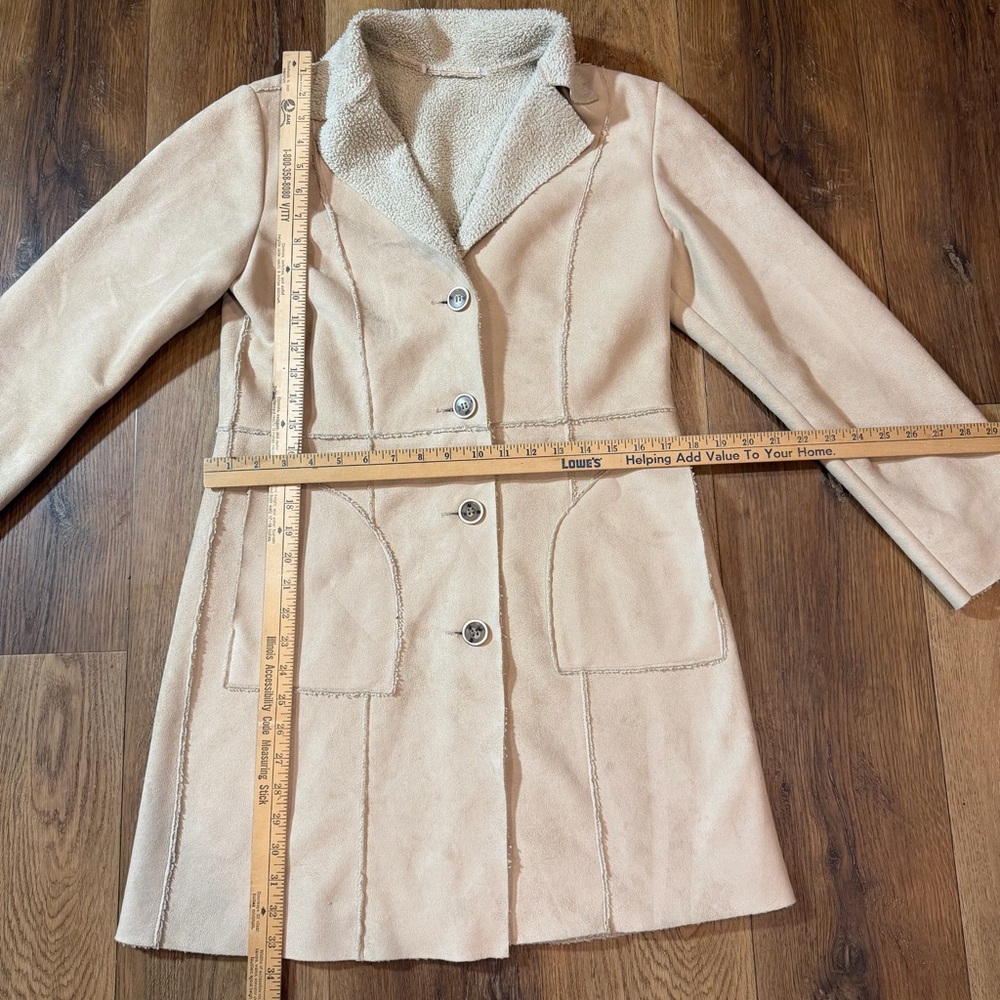 Vintage Penny Lane Coat Vintage Sherpa Coat Cream Shearling Style Long Coat - Picture 14 of 15